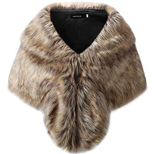 La mejor selección de Estolas para Mujer . 47 Caracilia - Chal de piel sintética, estola de hombros para invierno, nupcial, Fox Mixing2, L