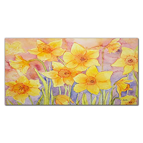 Photo sur verre trempé 100x50cm et tableau en verre dessin de fleurs