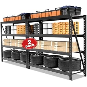 WORKPRO Garage Shelving, 68" W x 24" D x 65" H, 7200 LBS Load, Heavy Duty Metal Shelving for Storage, Industrial Shelving Storage Rack for Warehouse Kitchen Shop Basement, Black, Pack of 2 2