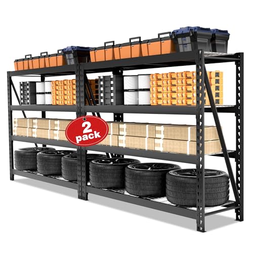 WORKPRO Garage Shelving, 68" W x 24" D x 65" H, 7200 LBS Load, Heavy Duty Metal Shelving for Storage, Industrial Shelving Storage Rack for Warehouse Kitchen Shop Basement, Black, Pack of 2 2