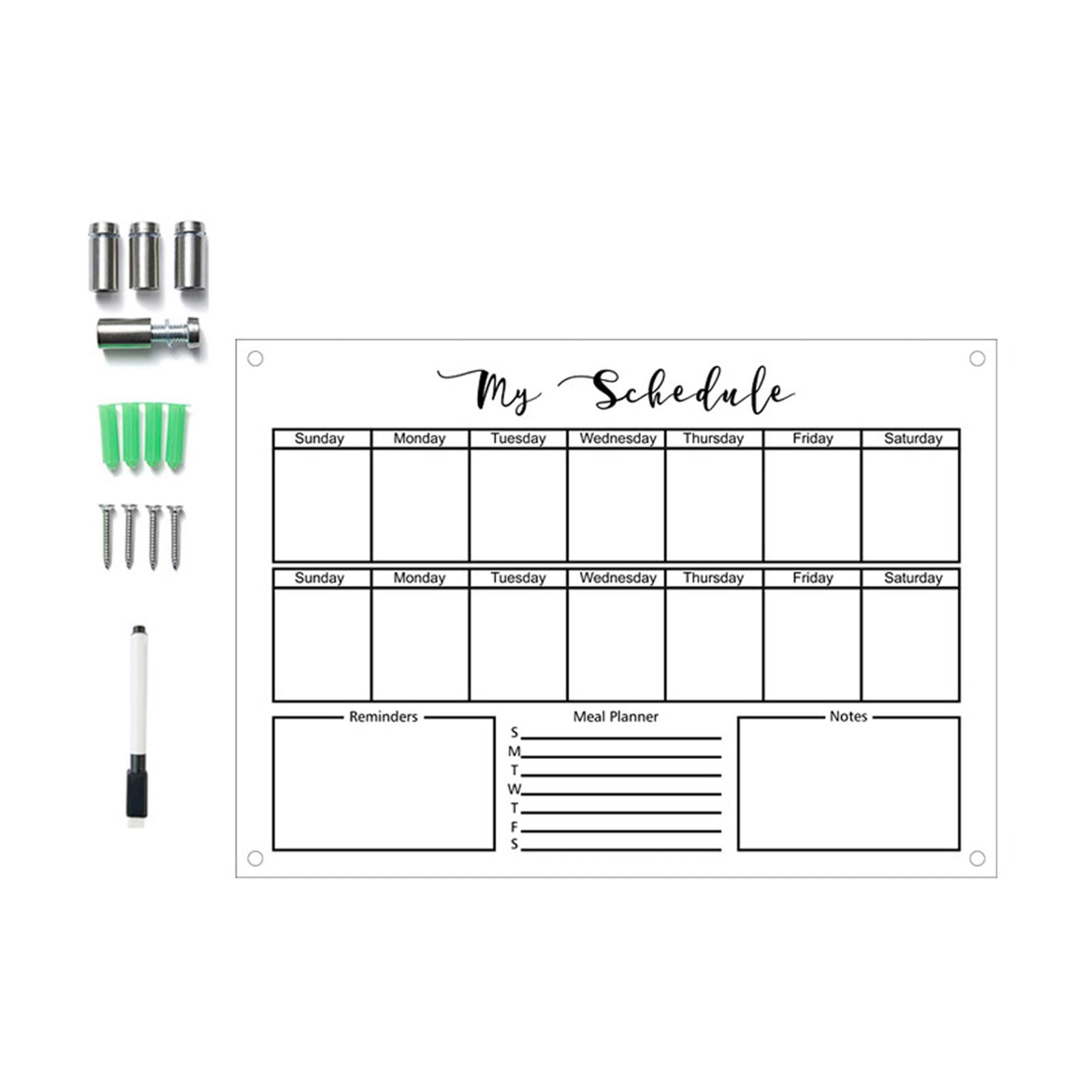 Acryl-Kühlschrankkalender, transparenter Kühlschrankkalender, Wochenplaner, Whiteboard aus Acryl