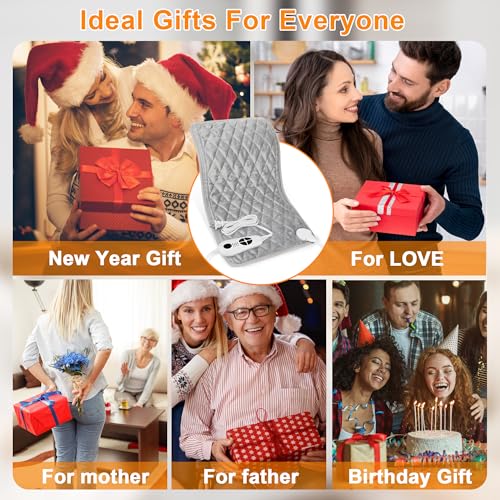 Image of Deepsoon Heating Pad,Electric Heating Pads for Back,Neck,Moist Heating Pad for Abdomen Shoulder Knee Legs,Dry /Moist Heat&Auto Shut Off,Mother's Day Birthday for Men and Women,Weighted Gray,24x12 Inch