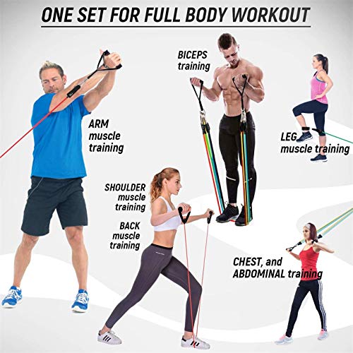 INTEY 13 PCS Resistance Bands with Handles Door Anchor, Exercise Bands up to 150lbs for Working Out, Muscle Building, Physical Therapy - Thumbnail 5