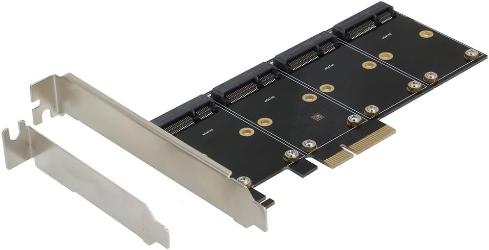 Sedna - PCIe 4X - Quad mSATA SSD RAID Controller Card (RAID 0/1/10) Marvell HyperDuo Technology with Low Profile Bracket (SSD not Included)