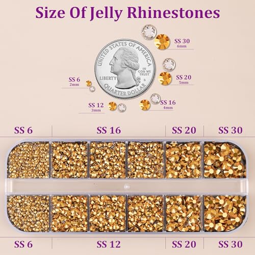 Image of Resin Jelly Rhinestones for Crafting with B7000 Jewelry Glue, 1 Box Gold Flatback Crystal with 3Pcs 10ml Glue, Bedazzling Non Hotfix Gems for DIY Tumblers Clothing Shoes Manicure