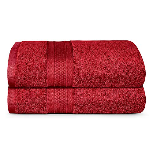 TRIDENT Bath Towel, 2 Piece Bathroom Towel, 100% Cotton, Highly Absorbent, Super Soft, Soft and Plush, 500 GSM (Red)