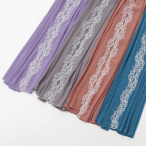 Chiffon Scarf Shawls Wraps Hijab Scarfs for Women - Premium Quality Chiffon Hijab with Lace Edge MSL44