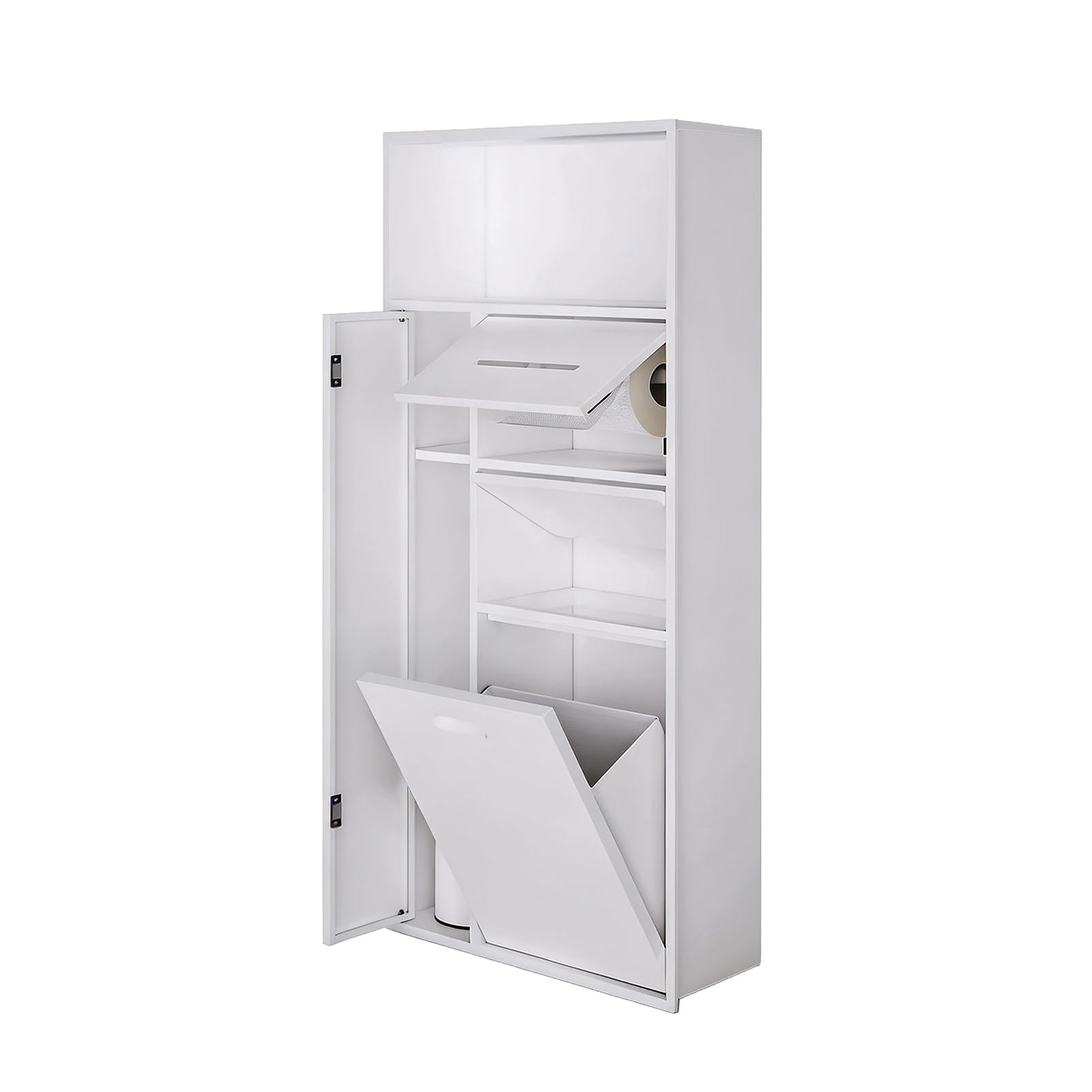 Znqndsr White Concealed Trash Can Niche, Recessed Toilet Niche For Hoom Bathroom