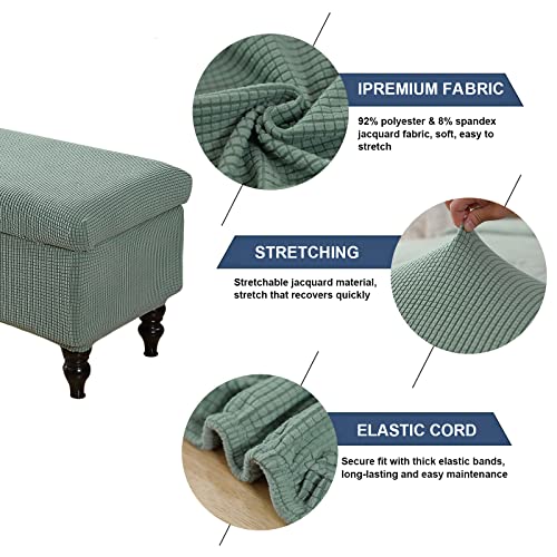 Image of FUANGUI Ottoman Cover Stretch Storage Ottoman Bench Slipcover Printed Folding Storage Bench Ottoman Cover Footrest Stool Slipcover Footstool Protector Cover with Elastic Bottom, Large