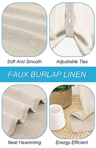 Decohongdi Valances For Windows,Window Valances For Kitchen,Elegant Blackout Linen Textured Top Valance Curtains,Tie Up,52X20In,Dark Beige,1Pack #TOP1