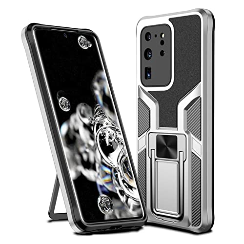 Coque Samsung S20 Ultra antichoc argentée avec anneau support en silicone