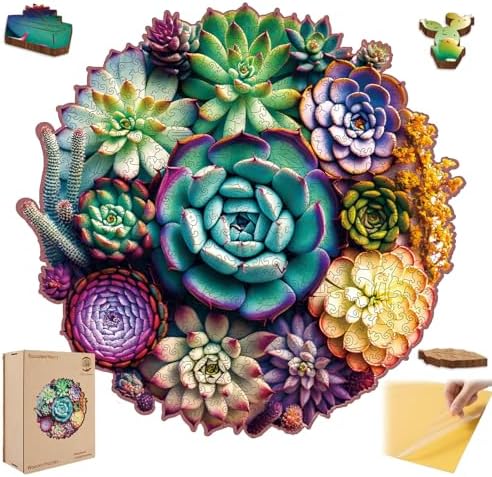 Mys Aurora Wooden Jigsaw Puzzles - Mandala Succulent Plants, 200 ...