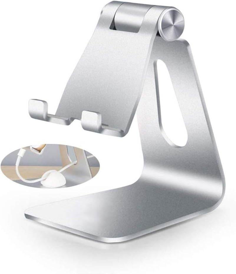 2020 Adjustable Cell Phone Stand, Phone Holder for Desk Holder, Aluminum Desktop Stand Compatible with iPhone Xs Max Xr 8 7 6 6s Plus 5s Charging, Accessories Desk,All Smart Phone - Silver