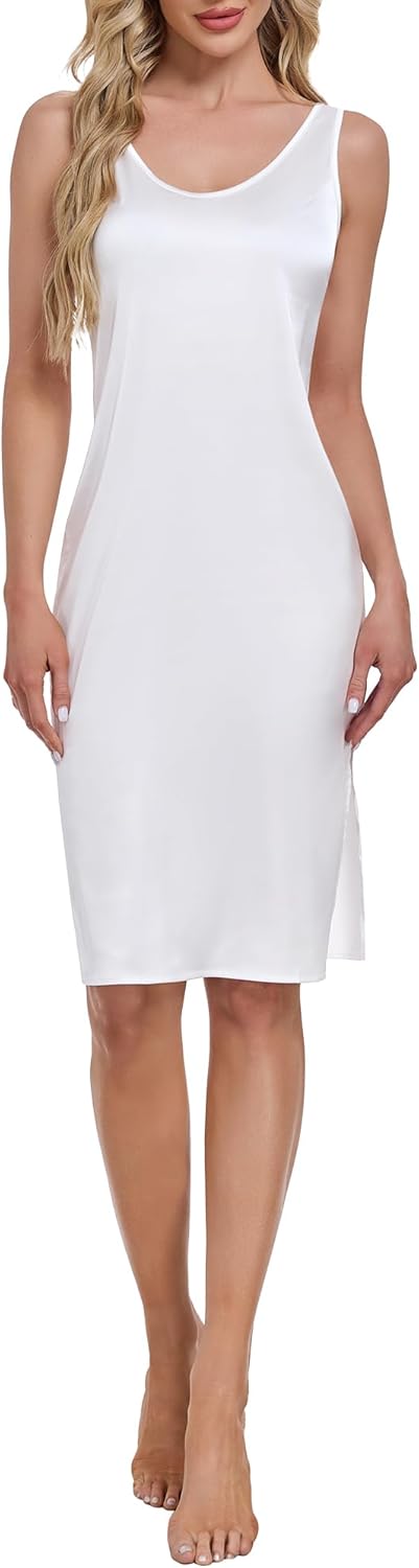 Full Slip for Women Under Dress Sleeveless Satin Slip Dress Wide Straps