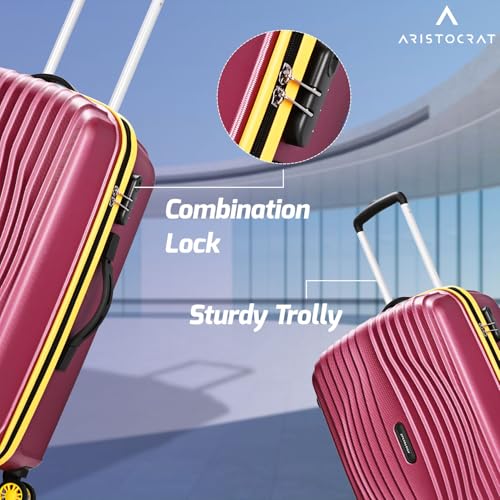 Image of Aristocrat Vortex Plus | Check-in Trolley Bag, 75 Cm, Large Hardside Luggage | 8 Wheels, Combination Lock | Polycarbonate | 3 Year International Warranty | Maroon