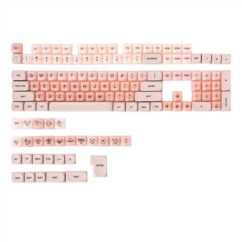 Image of PBT Jelly Keycaps, 132 Keys HOA Profile Keycaps, Pink Key caps, Cute Custom Keycap for MX Switches Mechanical Keyboard