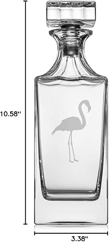 Miniatura 2 de Decantador de whisky de vidrio de 30 oz con tapón de vidrio para regalo Flamingo