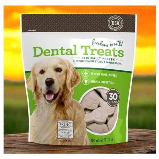 Dental Chew Treats for Dogs – Member Mark Quality, 60 oz Bag with 30 Chews – Freshens Breath, Reduces Plaque and Tartar, Wheat Gluten-Free, Highly Digestible