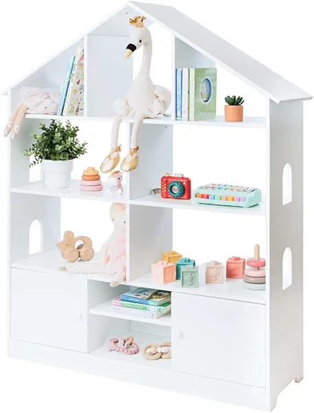 Kids Bookshelf - 4-Tier White Wooden Bookshelves for Kids, Toddler, Nursery, Children Bookcase for Playing Room, Ideal for Storage and Organizer, Bookshelf for Kids by Cal & Rye