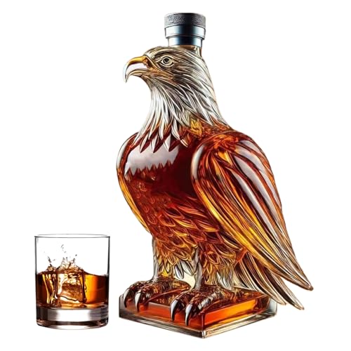 YRTUOP Eagle Whiskey Dekanter | Glasflasche mit -Motiv, Neuheit Likörbehälter für Männer, Sammler, Zuhause, Vatertag, Rotweinverkostung, Junggesellenabschied, Hochzeitsdekoration