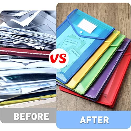10 Pieces B4 Plastic File Folders Envelope Expanding File Wallet Organizer Documents Folder With Snap Closure And Pocket Waterproof Transparent File Pouch For School Office(Colorful,Vertical) #TOP4