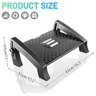 Mkitnvy Poggiapiedi Ergonomico con 6 Regolabili e Angolo massaggio a rullo, Antiscivolo per Ufficio e Casa (A)