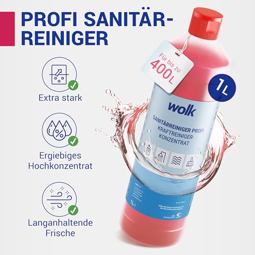 Sanitärreiniger Wolk Profi – Badreiniger 1L für Kalk, Urinstein und Fett