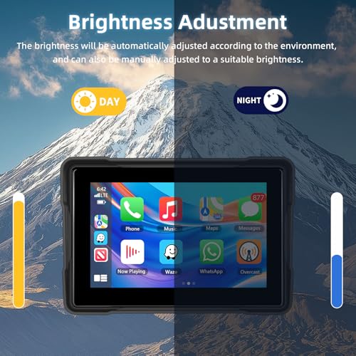 Carplay Moto sans Fil Android Auto Écran Tactile Étanche 5 Pouces Navigation GPS Bluetooth