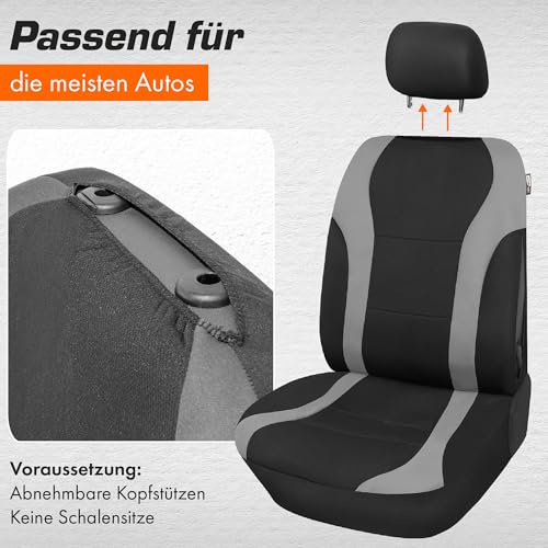 Upgrade4cars Autositzbezüge Set Universal Grau | Auto-Schonbezüge Vordersitze & Rückbank | Autositzbezug Schwarz | Autozubehör Innenraum | Geschenke für Frauen und Männer