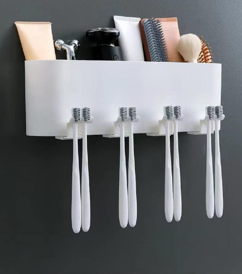 Srxes Soporte para cepillo de dientes montado en la pared, soporte para cepillos de dientes, soporte para cepillos de dientes para baño, soporte para cepillo de dientes para baño montado en la pared