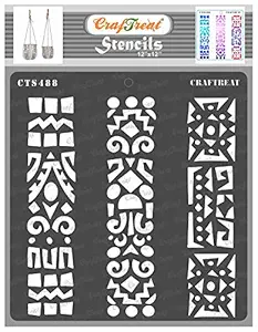 Folk Art Stencils for Painting - Folkart Borders - Size: 12X12 Inches - Indian Border Stencil for Craft and Art - Border Stencils for Painting - Border Design Stencils for Walls
