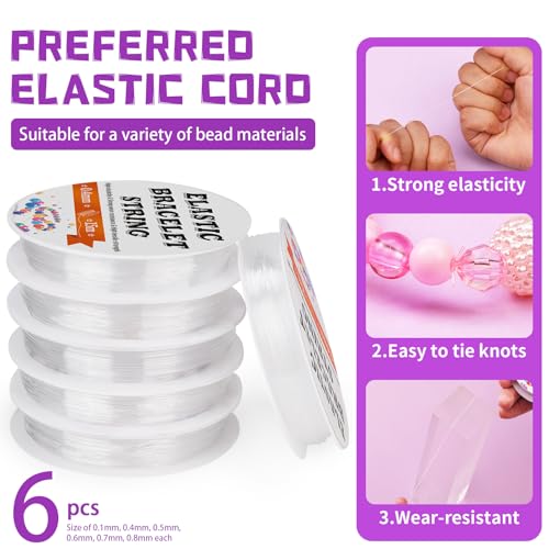 image for JUPEAN 6 Sizes Stretchy Bracelet String Elastic String for Bracelet Ma
