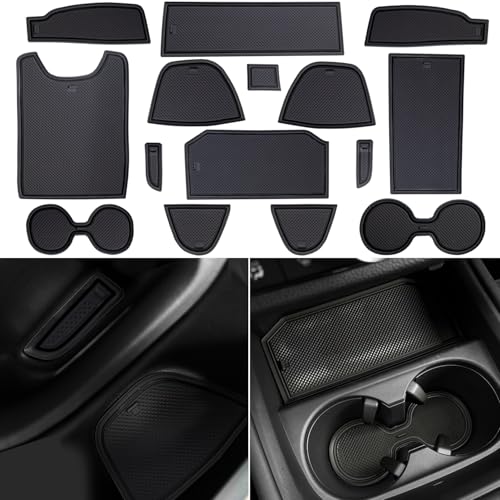 LOCOY Center Console Liner for Honda HRV Accessories 2023 2024 2025, for HR-V Cup Holder Pad, Door Pocket Interior, Door Slot Mat, Non-Slip Trim, Custom Rubber Decoration Insert (15pcs, Black)