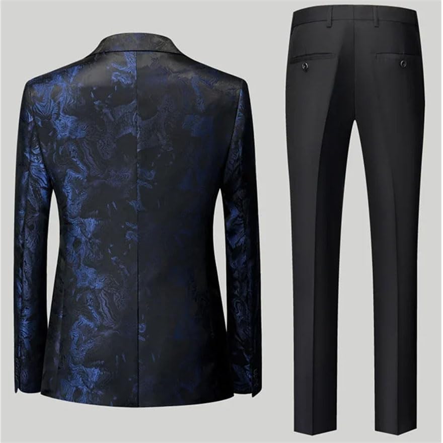 Men Three Pieces Suit Textured Dress Jacket with Pants Vest Wedding Party Blazer Coat Trousers3