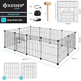 KESSER® Freigehege Gittergehege für Kaninchen aus Metallgitter XXL Kleintiergehege Meerschweinchen Gehege Freilauf, Kleintierkäfig Laufgitter Hasenstall für Innen/draußen, inkl. Komplettset & Flasche