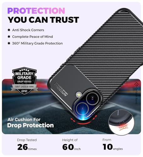 Image of Golden Sand Aramid Fiber Back Cover Case for iPhone 17 - Slim Fit, Military-Grade Drop Protection, Raised Edges for Screen & Camera (Space Black)