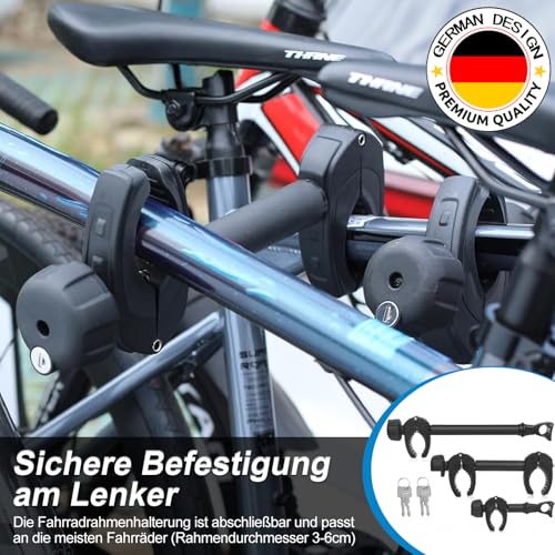 FINEW 32cm Rahmenhalter für Fahrradträger Anhängerkupplung, Universal Fahrradrahmenhalter Abschließbare, Rahmenhalter für U-Bügelrohr: Ø 2,5-3cm - Kraftvolle Fixierung (Patent)