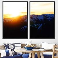 2 Piece Framed Canvas Wall Art Sunset in The Mountains Canvas Prints Home Artwork Decoration for Living Room,Bedroom - 16