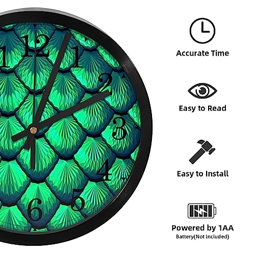 Horloge murale à quartz durable au style écailles de sirène unique