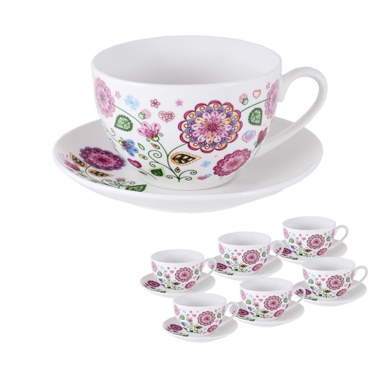 Tasses avec soucoupe en porcelaine à fleurs pour sublimer vos tables de brunch