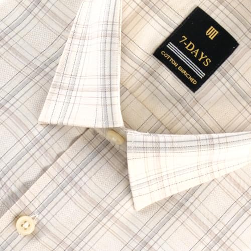 Image of 7-DAYS Men's Premium Checks Formal Shirt - Cotton Rich, Regular Fit, Full Sleeve, with Pocket, Wrinkle Resistant - Stylish Office & Everyday Wear.