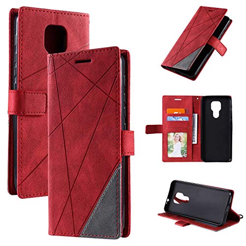 SONWO Case for Moto G9 Play, PU Leather Wallet Magnetic Protective Case Cover for Moto G9 Play, Red - Image 4