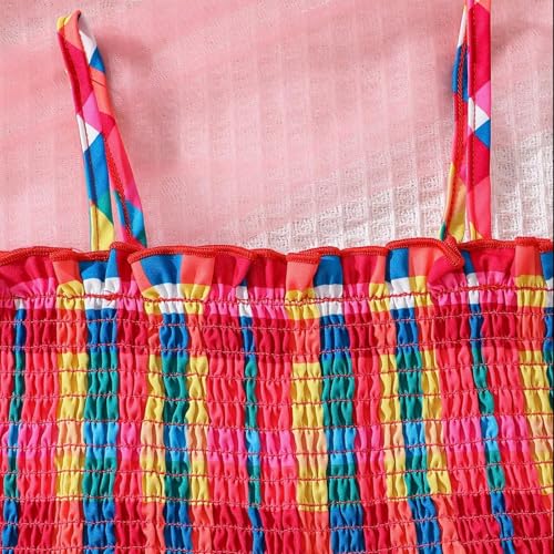 Image of 2 Piece Clothes for Girl, Colorful Tube Top and Elastic Waist Skirt Summer Outfits Sets for Kids