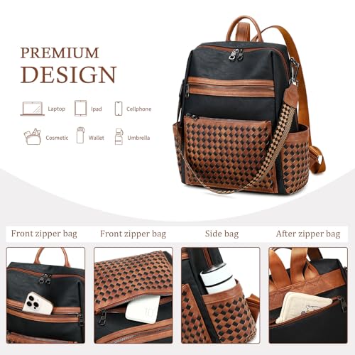 Image of AGLOD Leather Backpack Purse for Women Designer Ladies Shoulder Bag Fashion Faux Work Travel Handbags