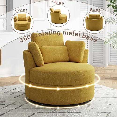 Sillón Barrel Giratorio Chenille Mostaza miniatura 4