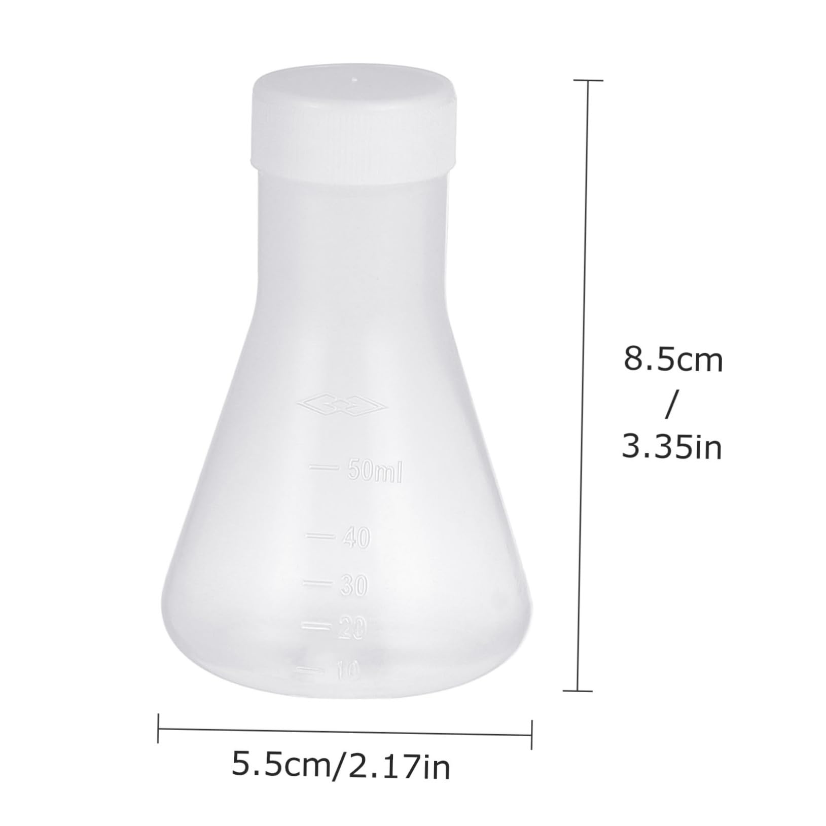 ULTECHNOVO Chemical Experiment Flask Lid 50ml Plastic Erlenmeyer Flask Lab Glassware Chemistry Glass Student Lab Tool Random Style