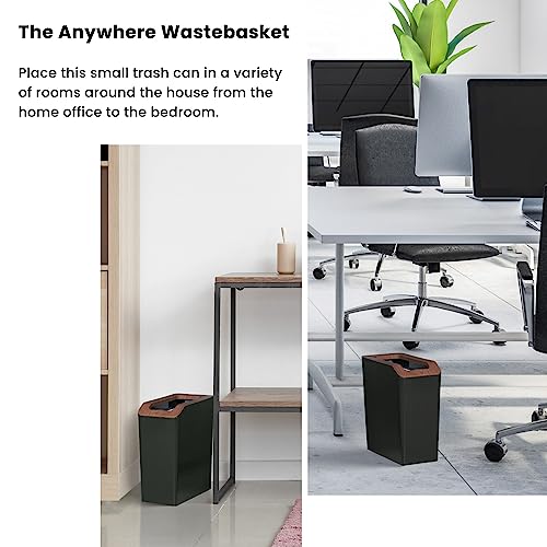 Home Zone Living Kleiner Abfalleimer, schmaler, rechteckiger Abfalleimer mit offenem Deckel, Serene Green, Virtuoso Collection, 2 Stück – Bild 3