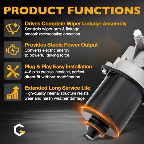 Image of Upgraded Front Windshield Wiper Motor Compatible with 2008-2014 Ford, Lincoln & Mercury Models, F-150 Explorer Escape Focus Mustang Taurus Expedition Flex MKS Navigator, Replace 402067 8G1Z17508A