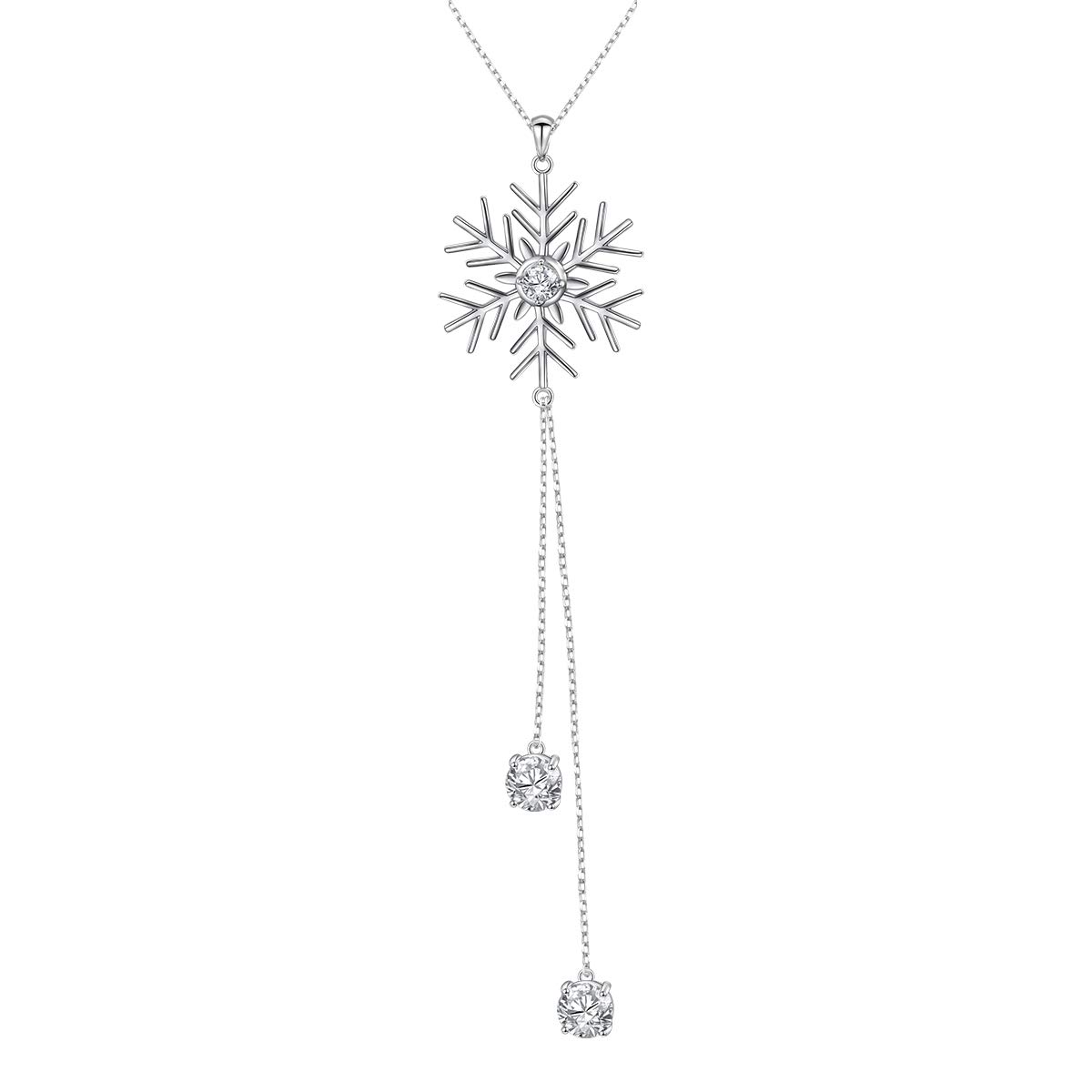 DAOCHONG S925 Sterling Silver Snowflake Necklace Earrings Bracelet Ring Set for Women Jewelry