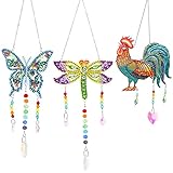 3 Pack 5D Diamond Painting Suncatcher Wind Chime Double Sided Crystal Gem Paint by Number Kit DIY Di